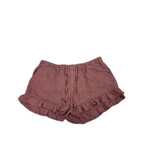 American Eagle Red/Rust S shorts Ruffles Drawstring Waist XL Linen Blend